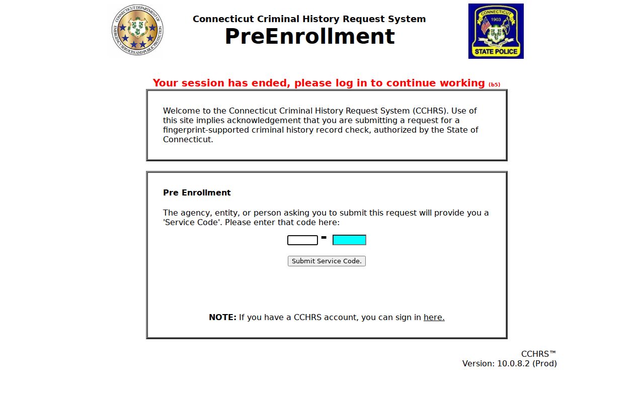 Norwalk County criminal history CCHRS pre-enrollment
