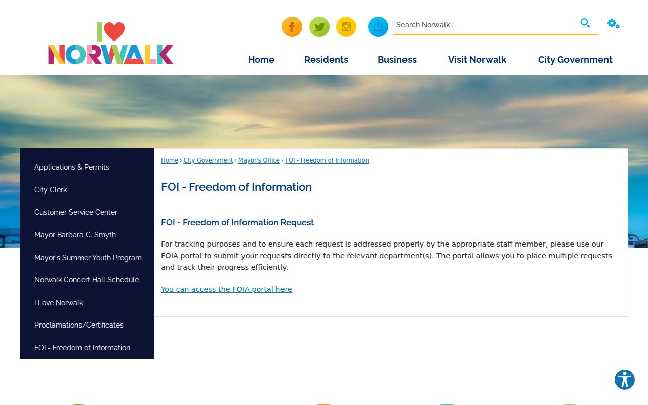 Norwalk County criminal history FOIA request portal