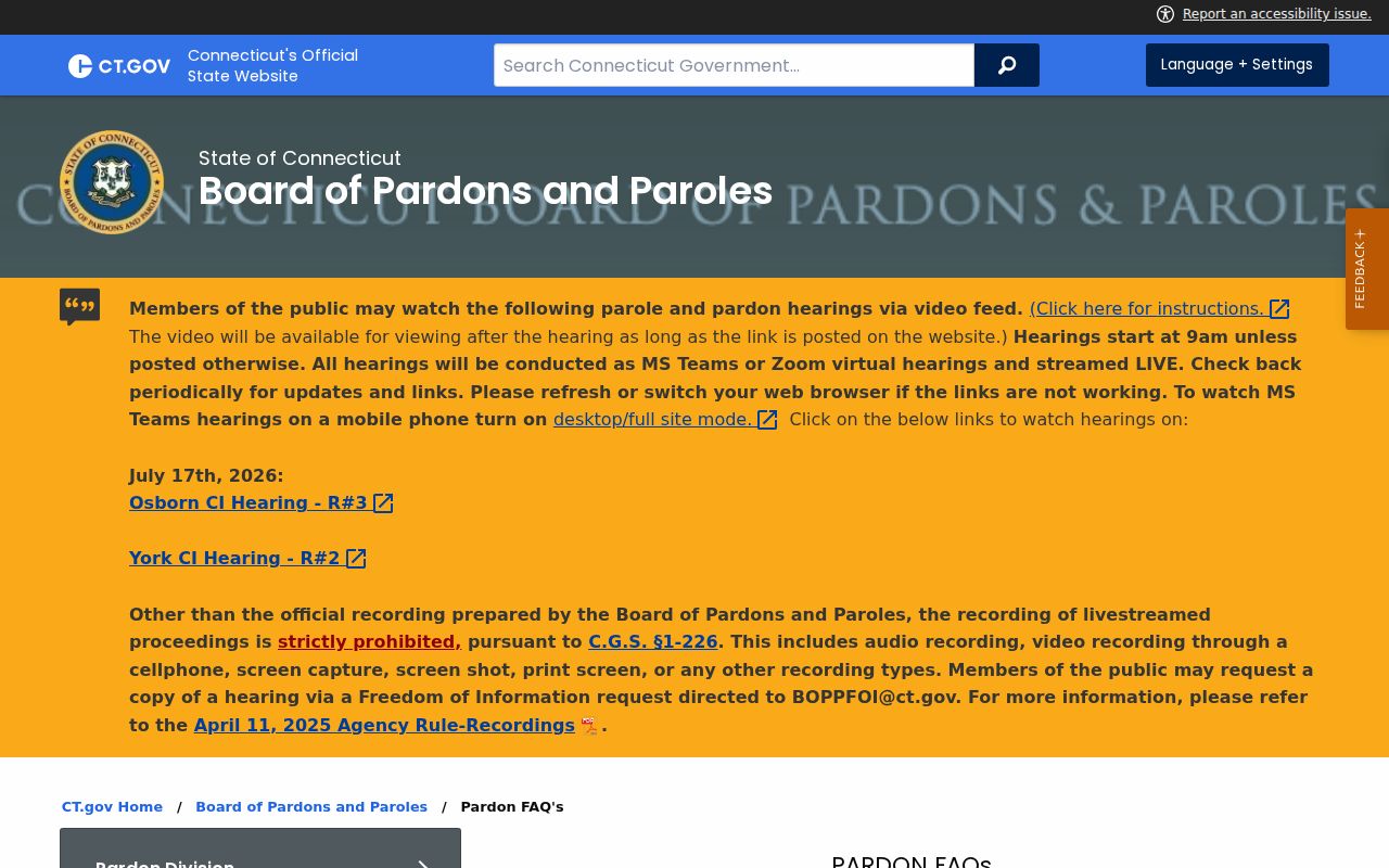 Norwalk County criminal history absolute pardon information