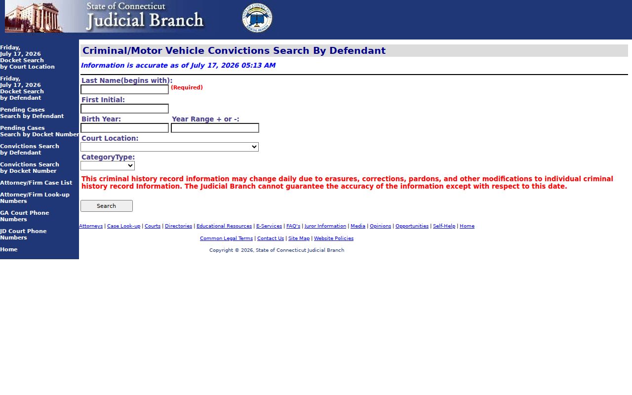 Norwalk criminal court cases disposed docket search