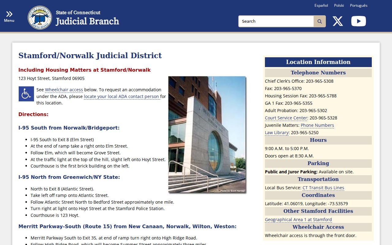 Norwalk criminal court cases Stamford courthouse information